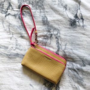 Coach NEW Tan & Pink Wallet Wristlet Two Zippers